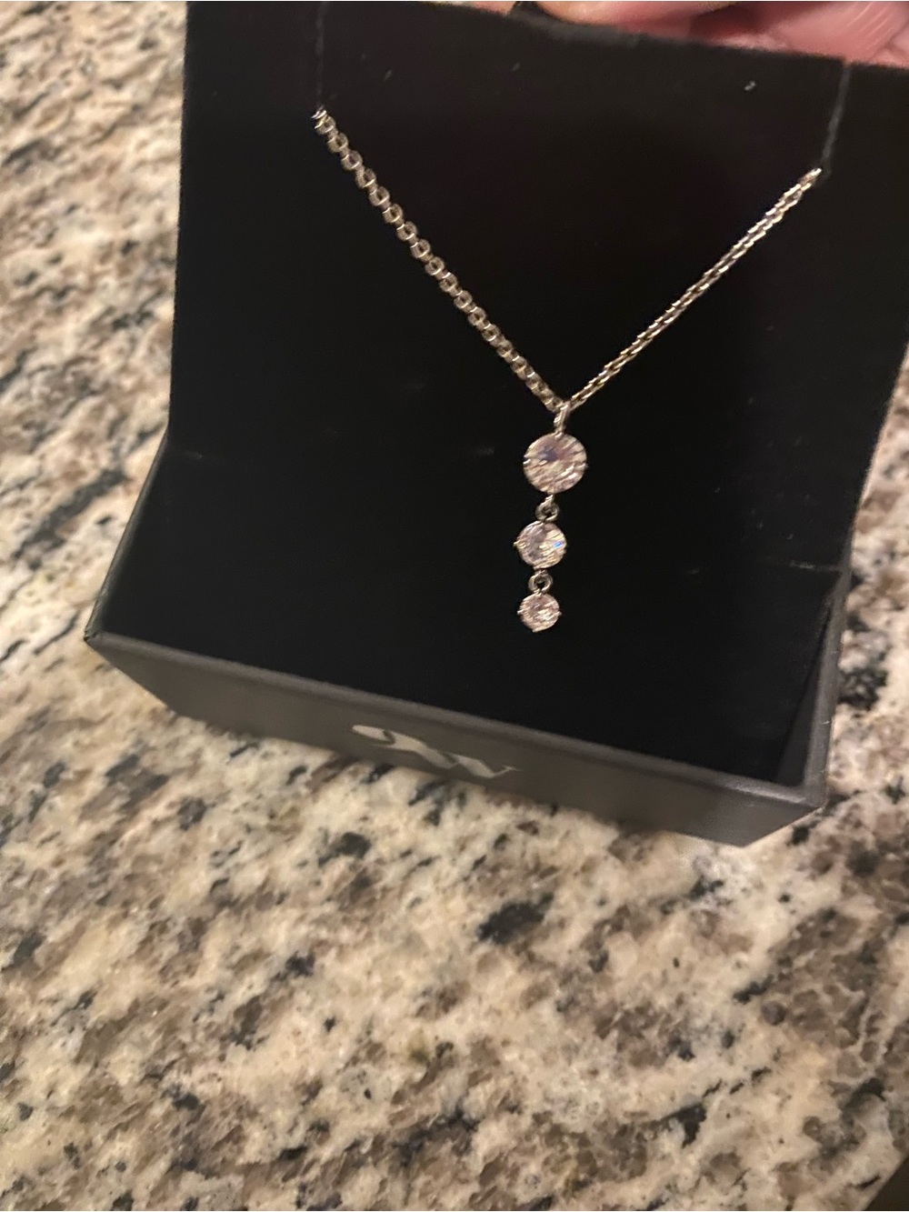 Nine West Silver Three-Stone Drop Necklace